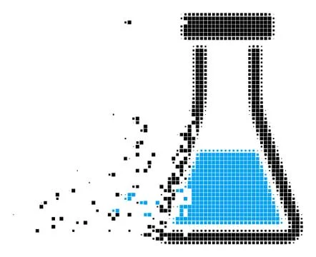 Flask Shredded Pixel Icon Stock Illustration