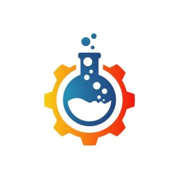 Flask sign Lab logo template vector design negative space bio technology symb Stock Illustration