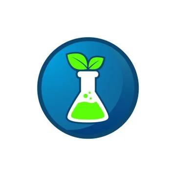 Flask sign Lab logo template vector design negative space bio technology symb Stock Illustration