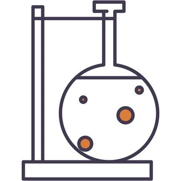 Flask on stand icon vector chemistry lab equipment Stock Illustration