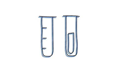 Flask symbol with analyzes, hand drawn in pencil in one line. Outline icon. Stock Footage 157813403