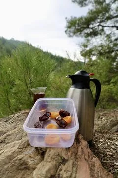 Flask tea outdoors Stock Photos