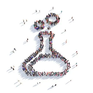 Flask test people 3D rendering Illustrazione stock