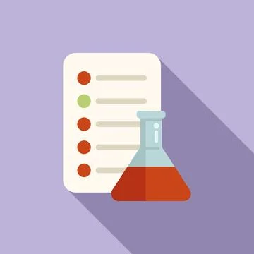 Flask test result icon flat vector. Positive lab イラスト素材