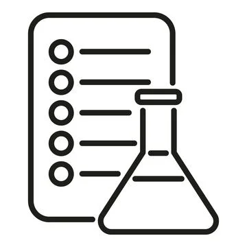Flask test result icon outline vector. Positive lab Stock Illustration
