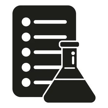 Flask test result icon simple vector. Positive lab Stock Illustration