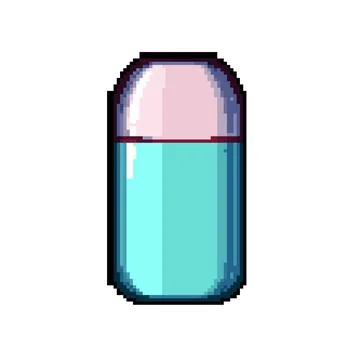 Flask thermos bottle pixel art vector illustration Stock Illustration