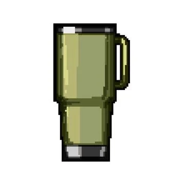 Flask thermos cup pixel art vector illustration Stock Illustration