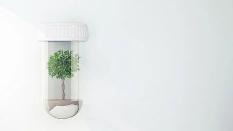 Flask with tree with copy space Illustrazione stock
