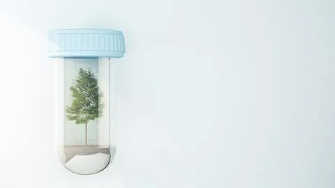 Flask with tree inside with copy space Stock Illustration
