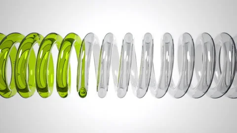 The flask is a tube with a spiral inside. Chemical reactions. Scientific experim Video stock 165226853