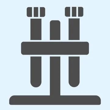 Flask tubes in stand solid icon. Two lab test tube for chemistry science glyph 스톡 일러스트