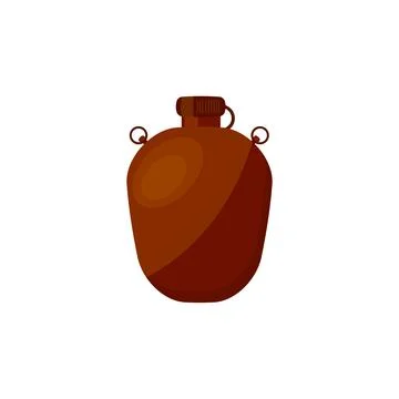 Flask with water in a flat style for camping, hiking or travel. Drink bottle Stock Illustration