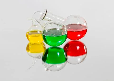 Flasks with colored liquids Stock Photos