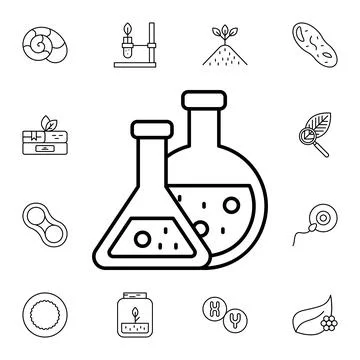 Flasks flat vector icon in biology pack Stock Illustration