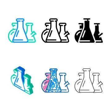 Flasks lab series tools color icon vector Stock Illustration