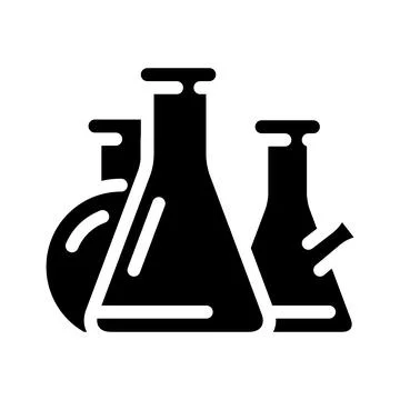 Flasks lab tools glyph icon vector illustration Stock Illustration
