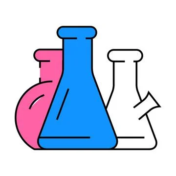 Flasks lab tools icon color illustration Illustrazione stock