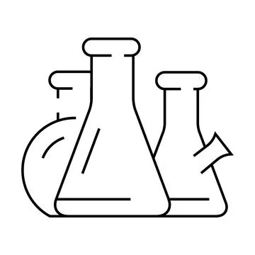 Flasks lab tools line icon vector illustration Stock Illustration