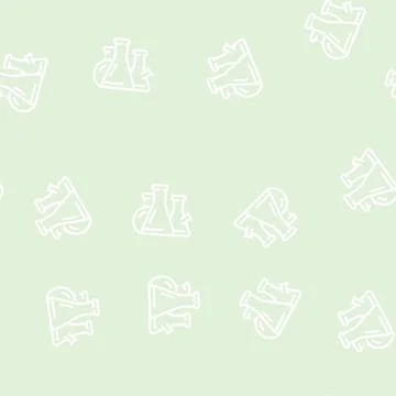 Flasks lab tools line vector seamless pattern Stock Illustration