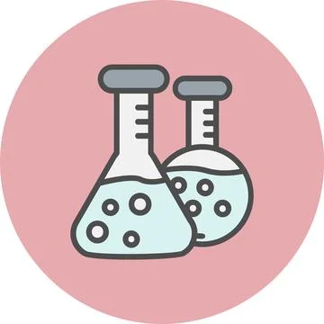 Flasks Line Filled Circle Icon Stock Illustration