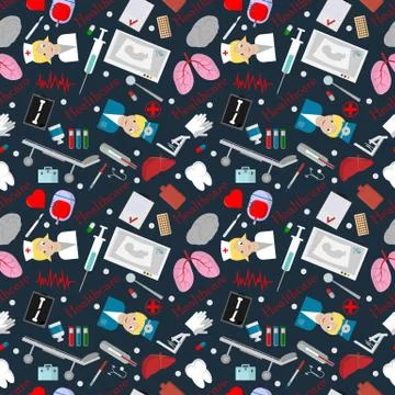 Flat 1  set of elements for healthcare care theme design Stock Illustration
