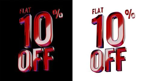 FLAT 10% OFF. 3D Glossy Red Glass text in Black and White Background Stock Illustration