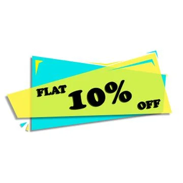 FLAT 10% OFF - PROMOTION LABEL - ADVERTISEMENT Stock Illustration