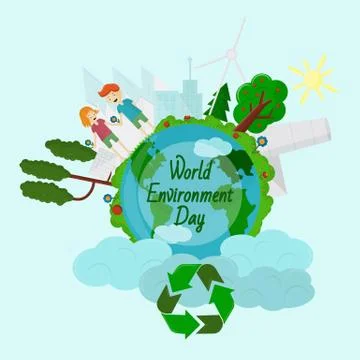 Flat 2  illustration world environment day Stock Illustration