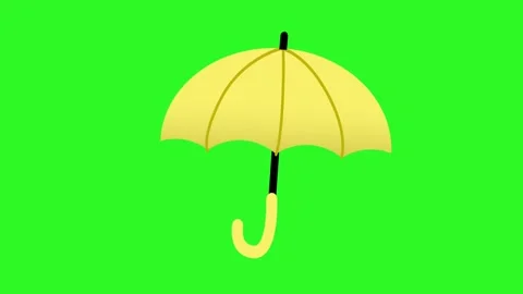 Flat 2D animation of a yellow umbrella swaying side-to-side on a green screen Stock Footage 328206739