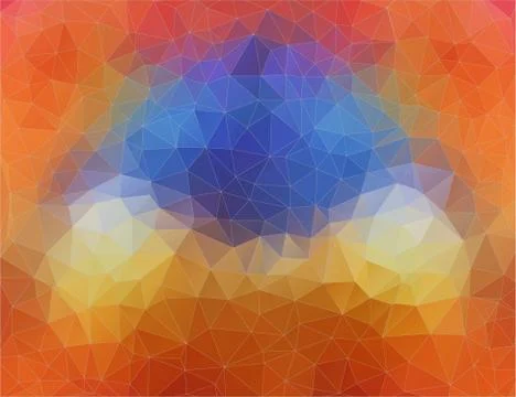 Flat 2D bright orange and blue abstract triangle shape background Stock Illustration