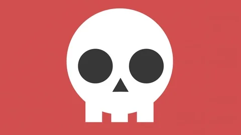 Flat 2d skull icon animation red Stock Footage 99323105