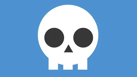 Flat 2d skull icon animation blue Stock-Footage 99323118