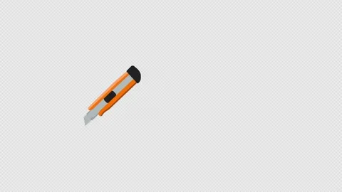 Flat 2d Stylized Box Cutter Slicing Loop 4k Alpha Transparent Stock Footage 346658075