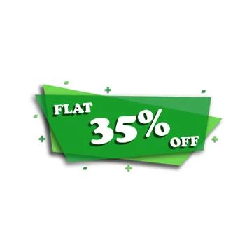 FLAT 35% OFF - PROMOTION LABEL - STICKER Stock Illustration