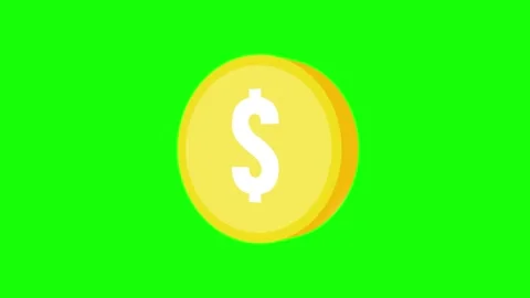 Flat 3D Dollar Coin Rotating Animation On Green Screen Stock Footage 297486084