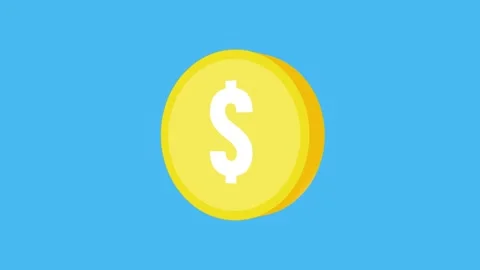 Flat 3D Dollar Coin Rotating Animation Stock Footage 297486089