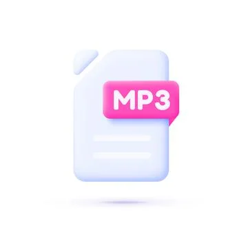 Flat 3D icon with mp3 file on white background. Vector illustration design Stock Illustration