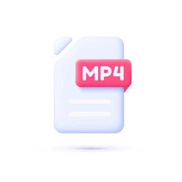 Flat 3D icon with mp4 file on white background. Vector illustration design Stock Illustration