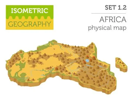 Flat 3d isometric Africa map constructor elements isolated on white. Build .. Stock Illustration