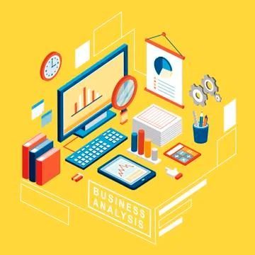 Flat 3d isometric business analysis illustration Stock-Illustration