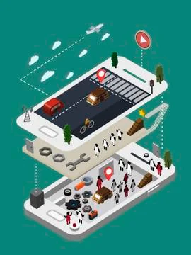 Flat 3d isometric car maintenance Stock Illustration