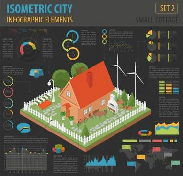 Flat 3d isometric house and city map constructor elements Illustrazione stock