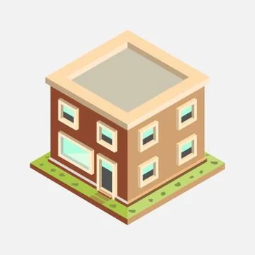 Flat 3d Isometric House - Vector Illustration Stock Illustration