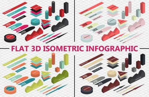 Flat 3d isometric infographic set Flat 3d isometric infographic set for yo... Stock Photos