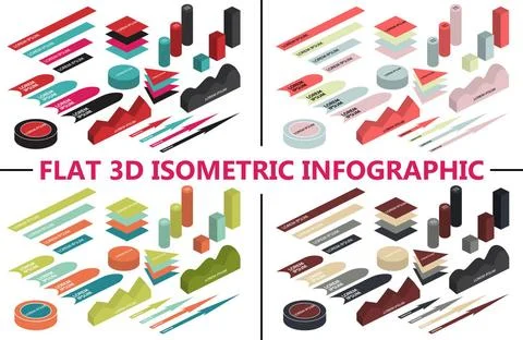 Flat 3d isometric infographic for your business presentations. Colorful ic... Stock Photos