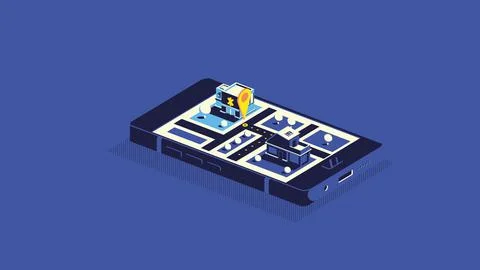 Flat 3d isometric mobile GPS navigation maps infographic concept illustration Stock Illustration