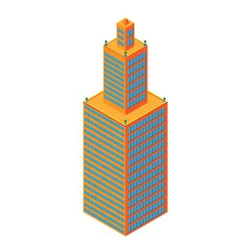 Flat 3d isometric skyscraper. business center. Isolated on white background Stock Illustration