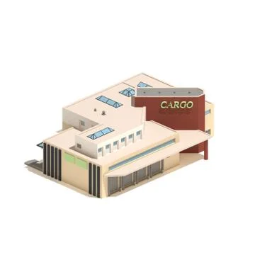 Flat 3d model isometric cargo industry or factory building illustration isolated Stock Illustration