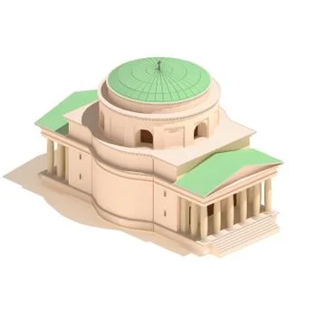 Flat 3d model isometric Christian church icon building illustration isolated Ilustración de archivo